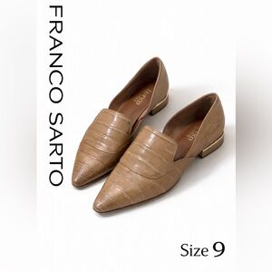 Franco Sarto L’Artisan Croc Embossed Leather Cut Out Loafers Taupe Size 9M